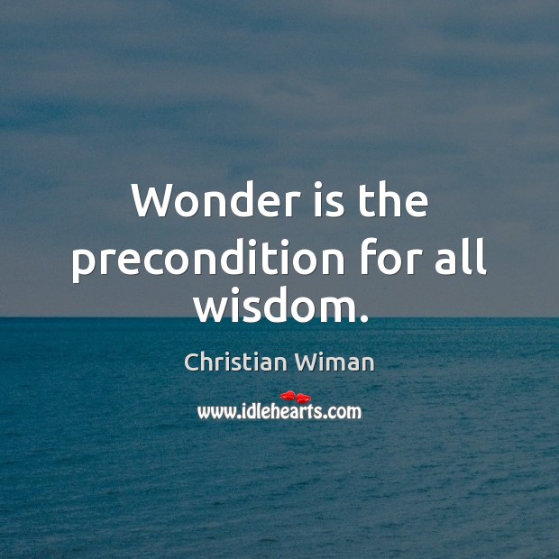 Wonder is the precondition for all wisdom. Christian Wiman Picture Quote