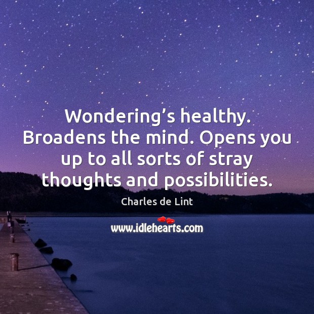Wondering’s healthy. Broadens the mind. Opens you up to all sorts Charles de Lint Picture Quote