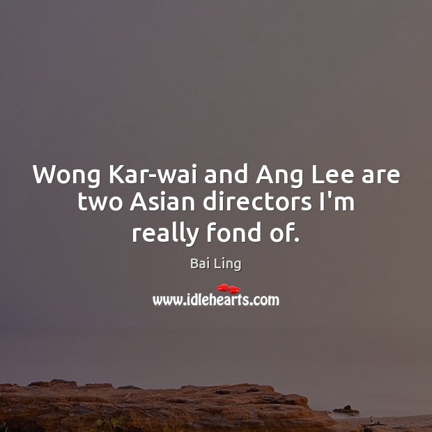 Wong Kar-wai and Ang Lee are two Asian directors I’m really fond of. Image