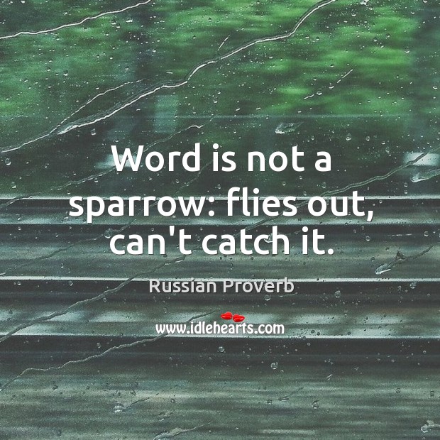 Word is not a sparrow: flies out, can’t catch it. Russian Proverbs Image
