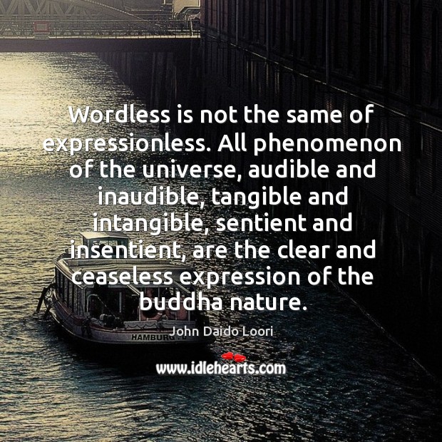Wordless is not the same of expressionless. All phenomenon of the universe, Image