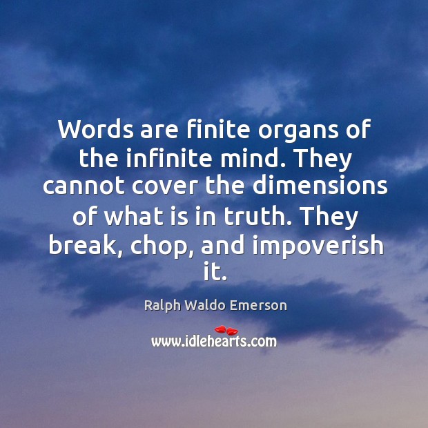 Words are finite organs of the infinite mind. They cannot cover the Image