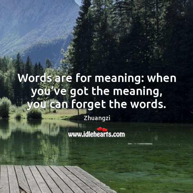 Words are for meaning: when you’ve got the meaning, you can forget the words. Image