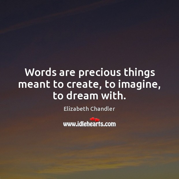 Words are precious things meant to create, to imagine, to dream with. Elizabeth Chandler Picture Quote