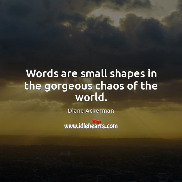 Words are small shapes in the gorgeous chaos of the world. Diane Ackerman Picture Quote