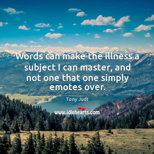 Words can make the illness a subject I can master, and not Image
