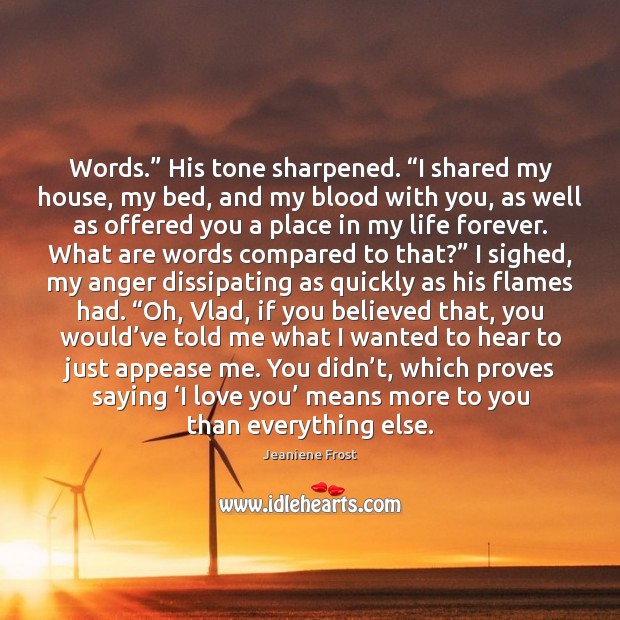 Words.” His tone sharpened. “I shared my house, my bed, and my Image