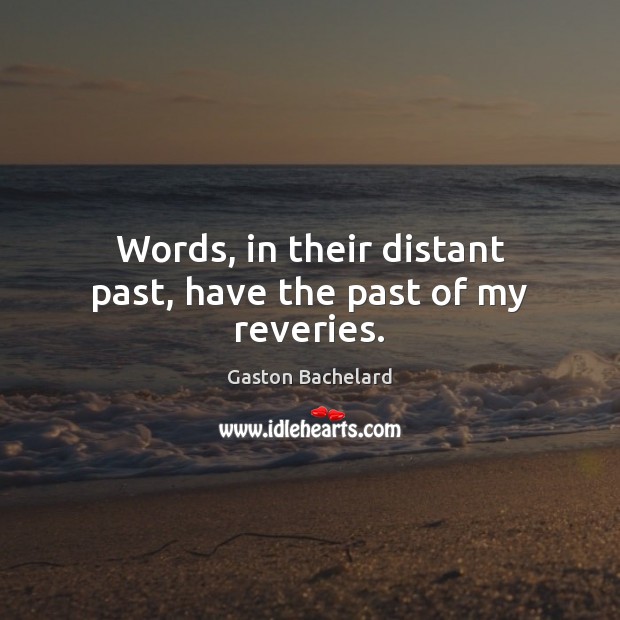 Words, in their distant past, have the past of my reveries. Image
