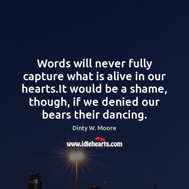 Words will never fully capture what is alive in our hearts.It Dinty W. Moore Picture Quote
