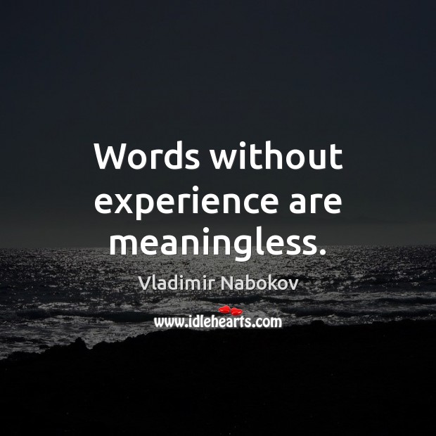 Words without experience are meaningless. Image