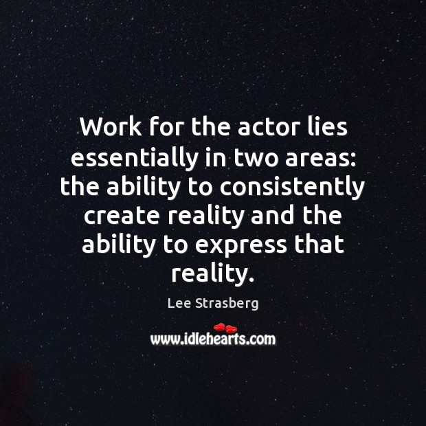 Work for the actor lies essentially in two areas: the ability to Image