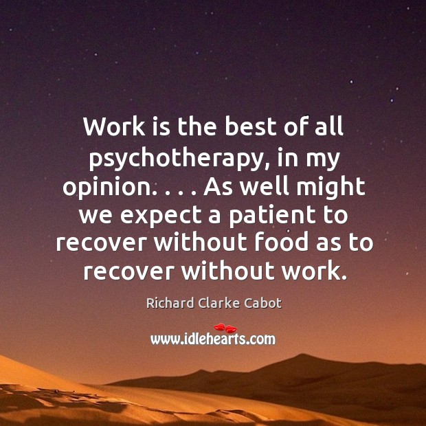 Work is the best of all psychotherapy, in my opinion. . . . As well Richard Clarke Cabot Picture Quote