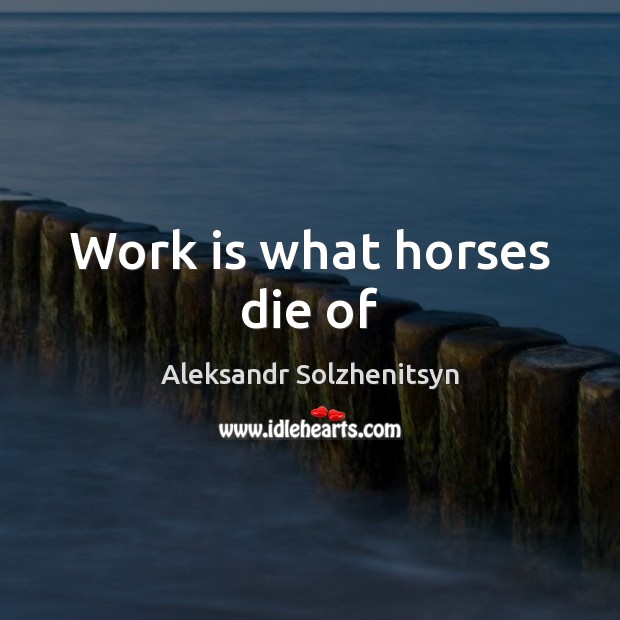 Work is what horses die of Aleksandr Solzhenitsyn Picture Quote