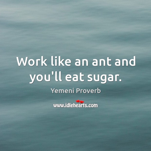 Work like an ant and you’ll eat sugar. Yemeni Proverbs Image