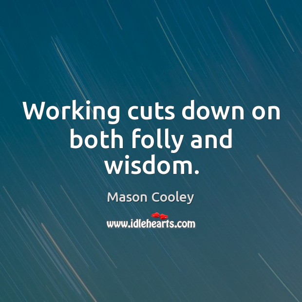 Working cuts down on both folly and wisdom. Mason Cooley Picture Quote