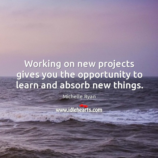 Working on new projects gives you the opportunity to learn and absorb new things. Michelle Ryan Picture Quote