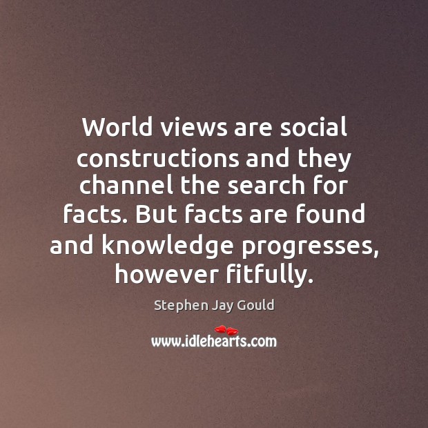 World views are social constructions and they channel the search for facts. Stephen Jay Gould Picture Quote