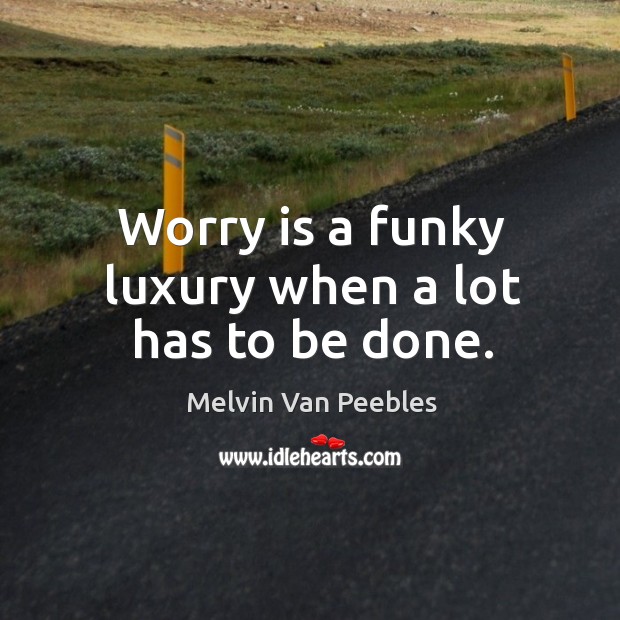 Worry is a funky luxury when a lot has to be done. Melvin Van Peebles Picture Quote