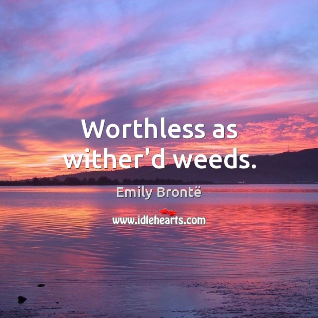 Worthless as wither’d weeds. Emily Brontë Picture Quote