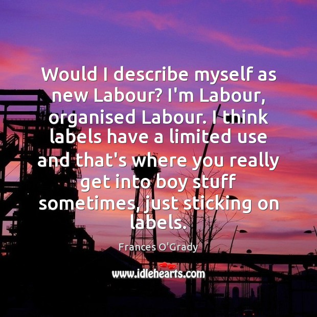 Would I describe myself as new Labour? I’m Labour, organised Labour. I Frances O’Grady Picture Quote