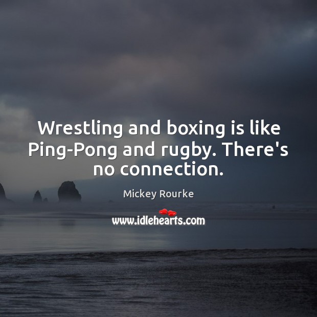 Wrestling and boxing is like Ping-Pong and rugby. There’s no connection. Image
