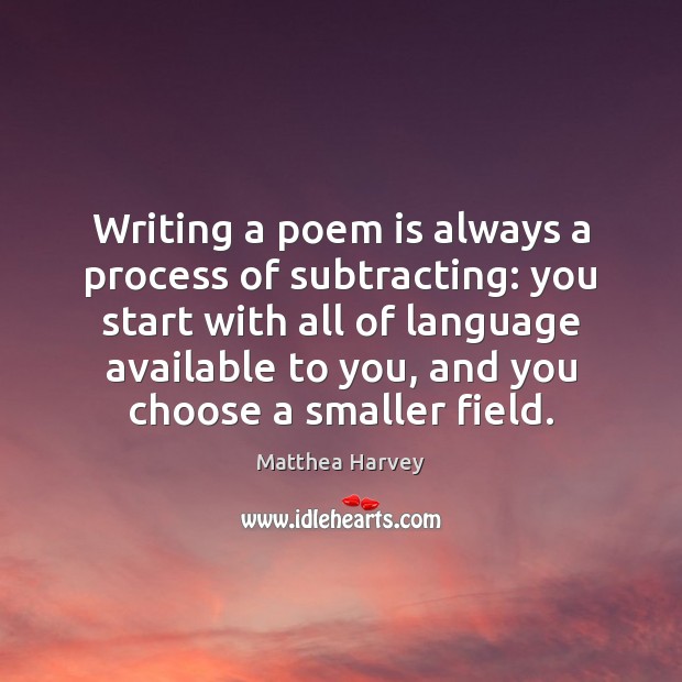 Writing a poem is always a process of subtracting: you start with Image
