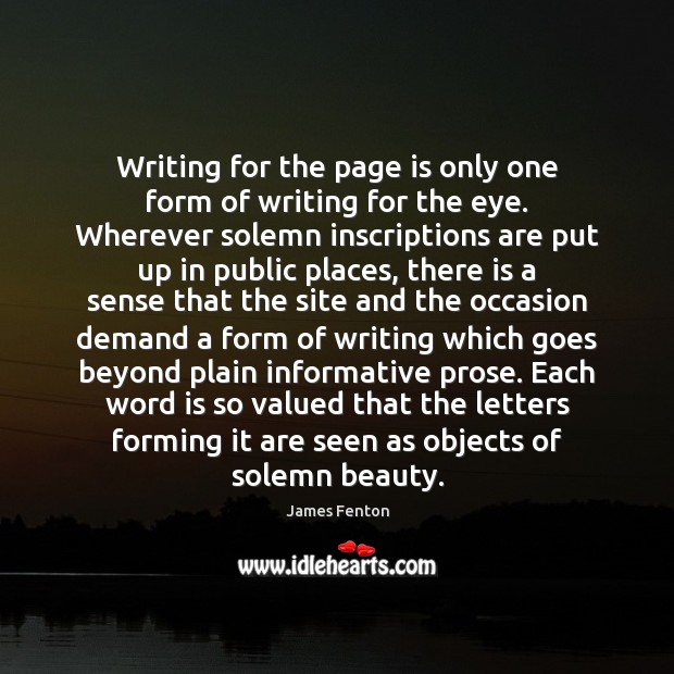 Writing for the page is only one form of writing for the Image
