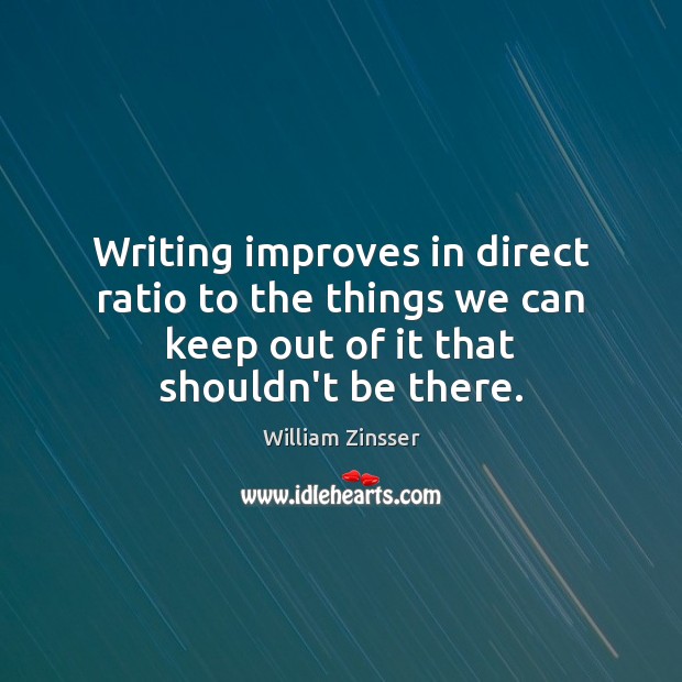 Writing improves in direct ratio to the things we can keep out Image