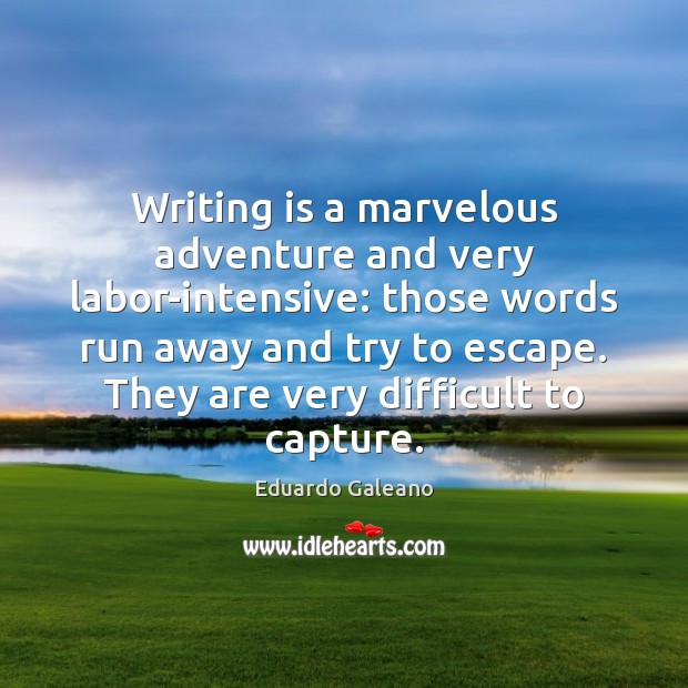 Writing is a marvelous adventure and very labor-intensive: those words run away Writing Quotes Image