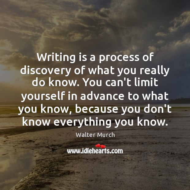 Writing is a process of discovery of what you really do know. Walter Murch Picture Quote