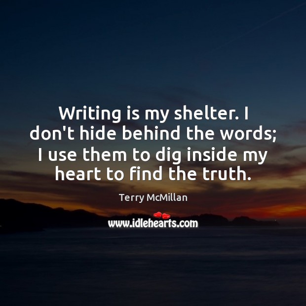 Writing is my shelter. I don’t hide behind the words; I use Image
