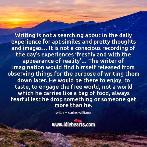 Writing is not a searching about in the daily experience for apt Appearance Quotes Image
