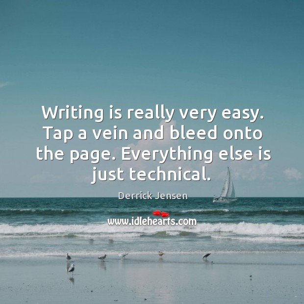 Writing is really very easy. Tap a vein and bleed onto the page. Everything else is just technical. Writing Quotes Image