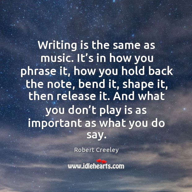 Writing is the same as music. It’s in how you phrase Robert Creeley Picture Quote