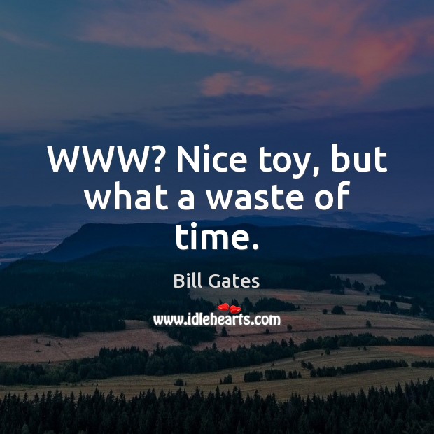 WWW? Nice toy, but what a waste of time. Bill Gates Picture Quote