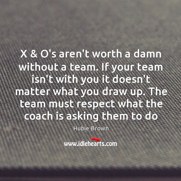 X & O’s aren’t worth a damn without a team. If your team Hubie Brown Picture Quote
