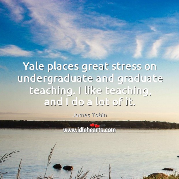 Yale places great stress on undergraduate and graduate teaching. I like teaching, and I do a lot of it. James Tobin Picture Quote