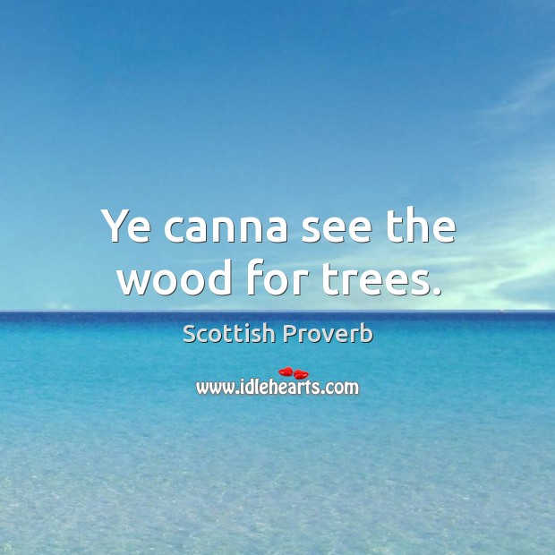 Ye canna see the wood for trees. Scottish Proverbs Image