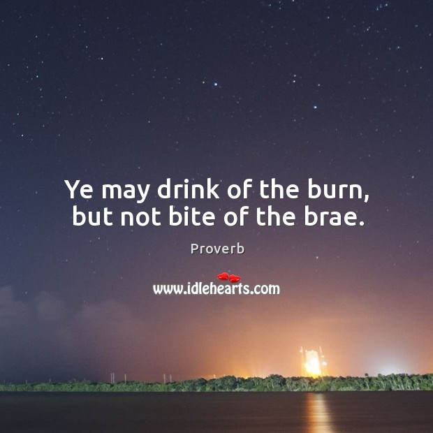 Ye may drink of the burn, but not bite of the brae. Image