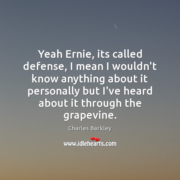 Yeah Ernie, its called defense, I mean I wouldn’t know anything about Charles Barkley Picture Quote