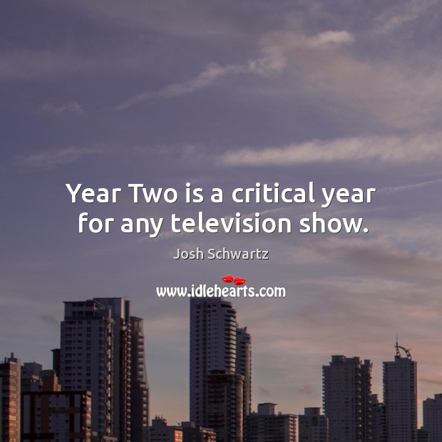 Year two is a critical year for any television show. Josh Schwartz Picture Quote