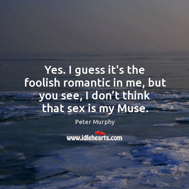Yes. I guess it’s the foolish romantic in me, but you see, Peter Murphy Picture Quote