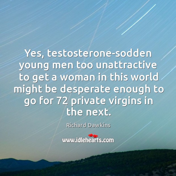 Yes, testosterone-sodden young men too unattractive to get a woman in this Image