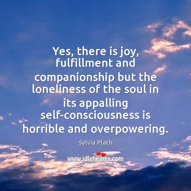 Yes, there is joy, fulfillment and companionship but the loneliness of the Sylvia Plath Picture Quote