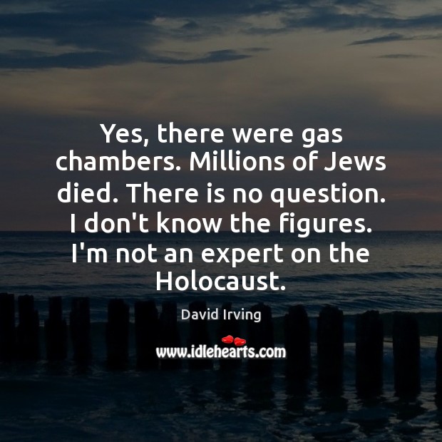 Yes, there were gas chambers. Millions of Jews died. There is no David Irving Picture Quote