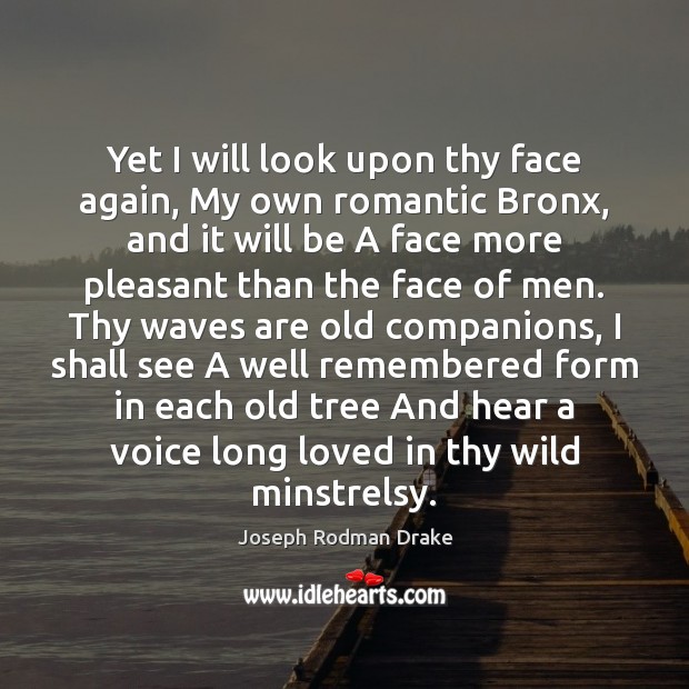Yet I will look upon thy face again, My own romantic Bronx, Joseph Rodman Drake Picture Quote