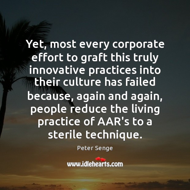 Yet, most every corporate effort to graft this truly innovative practices into Peter Senge Picture Quote