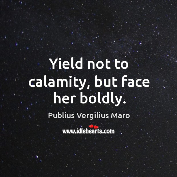 Yield not to calamity, but face her boldly. Image