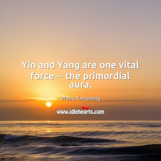 Yin and Yang are one vital force — the primordial aura. Wang Yangming Picture Quote