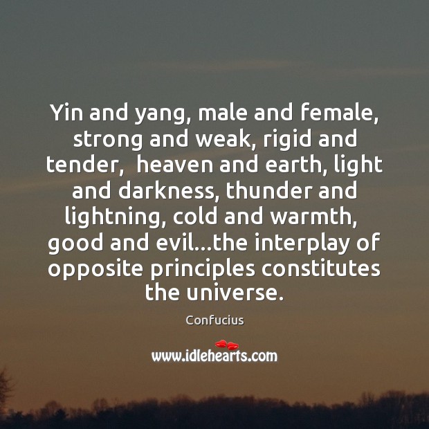 Yin and yang, male and female, strong and weak, rigid and tender, Confucius Picture Quote
